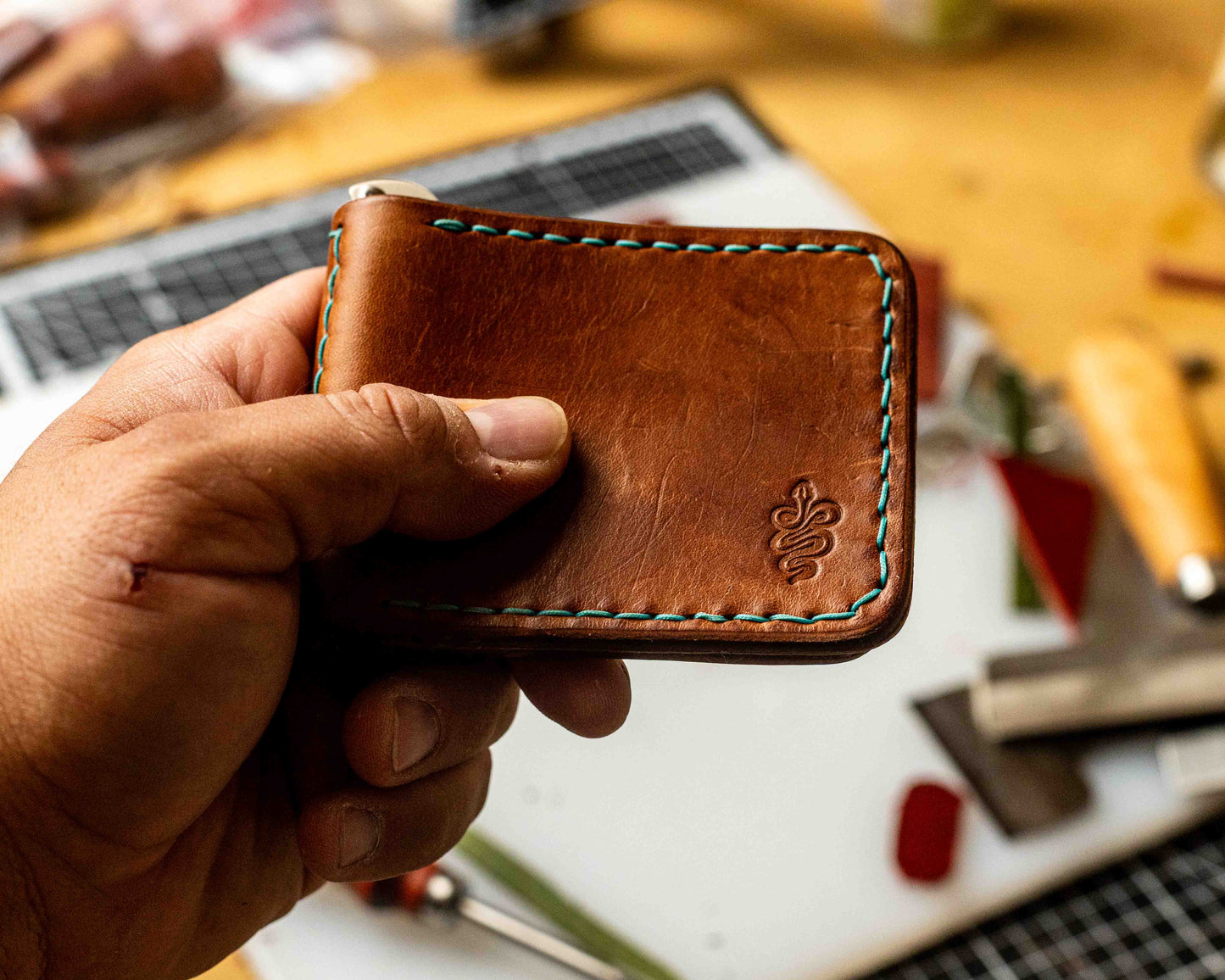 The Driver Wallet – Handmade Brown Leather Bifold with Thumb Slots